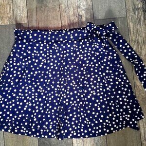 navy polka dot mini skirt